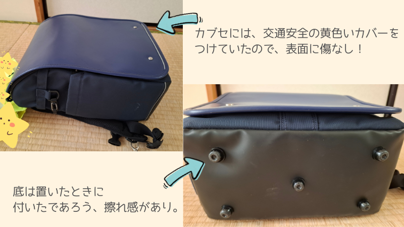 エアリュックの表面と底の写真